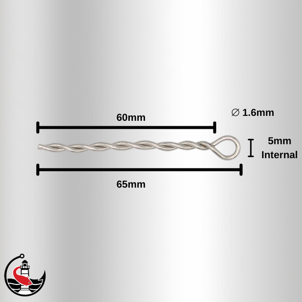 Twisted Wire Screw Eyes - 1.6mmx65mm